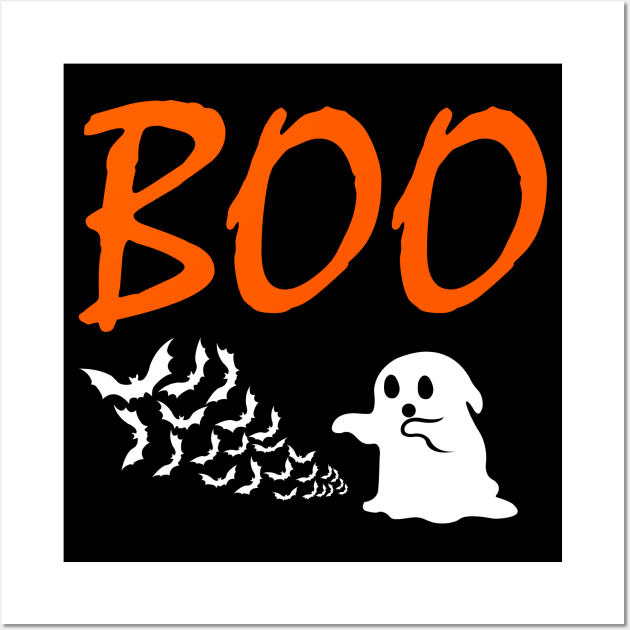 Bats are Scared of Ghosts Too Boo Ghost Halloween Gifts Wall Art by ChrisWilson